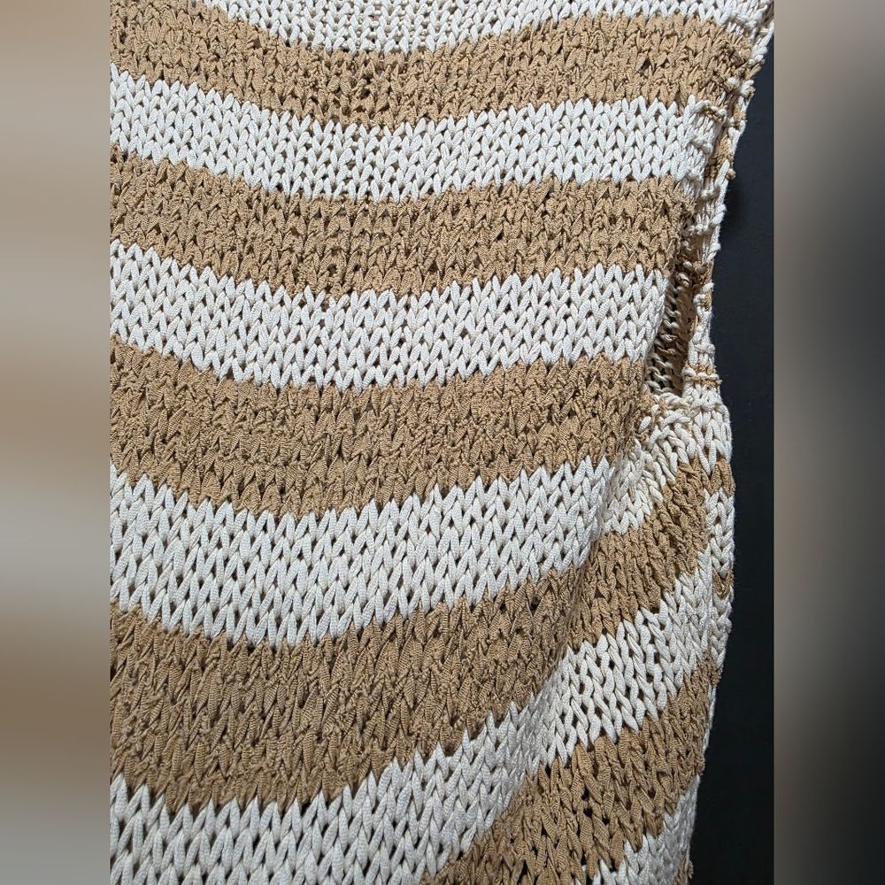 Free People Women's Wave After Wave Loopy Knit Sleeveless Sweater Sz M Tan Cream - Picture 9 of 13